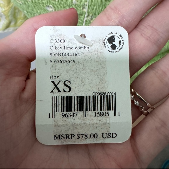 Free People Marigold Top Key Lime Combo Smocked XS Green - Picture 5 of 6